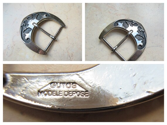 1990s Vintage GUTOS Silvery Buckle Floral French … - image 7