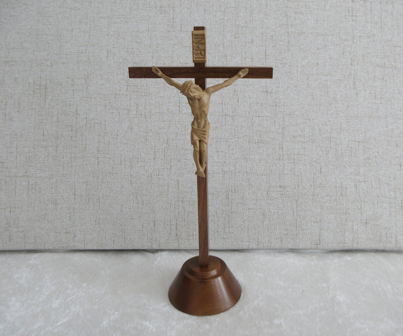 Standing Catholic Crucifix Tabletop Wood & Plastic Mid Etsy