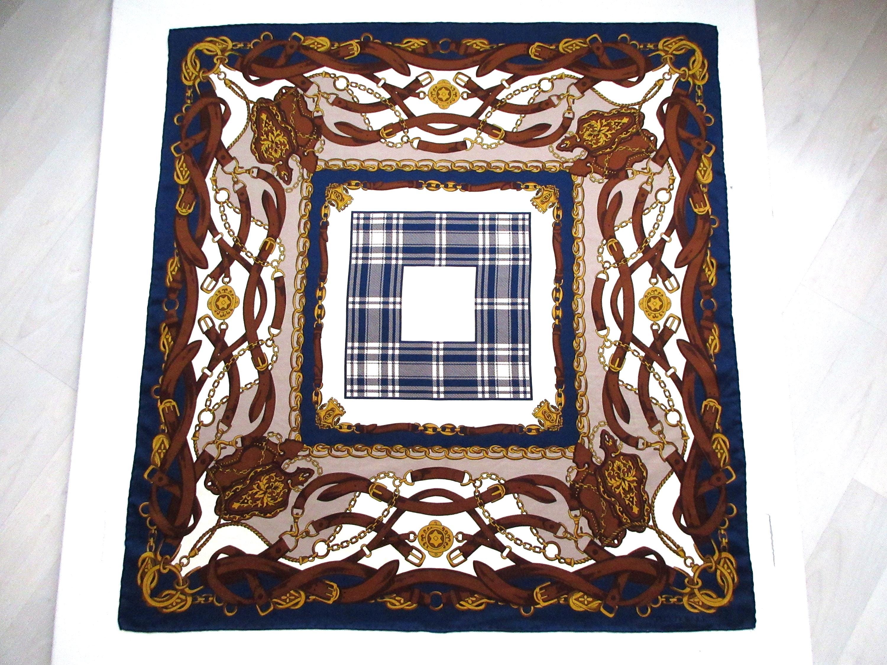 Grand foulard carré en soie, signé Serge Cheviakoff- Thème tissage - Accessoires & Bagagerie