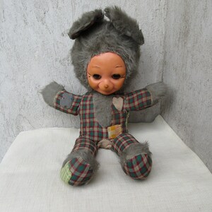 Gummigesicht VEB Soni Sonnenberg DDRMouseToy SleepingEyes DDR Kindheit, Memory, L 50 cm.