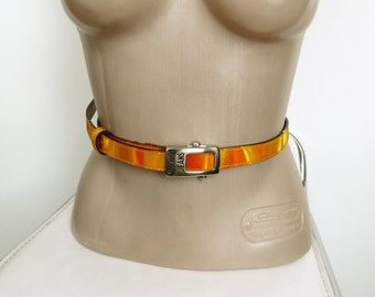 Vintage Y2K Moschino Jeans Belt: Holographic Leather Skinny Belt, Made in Italy