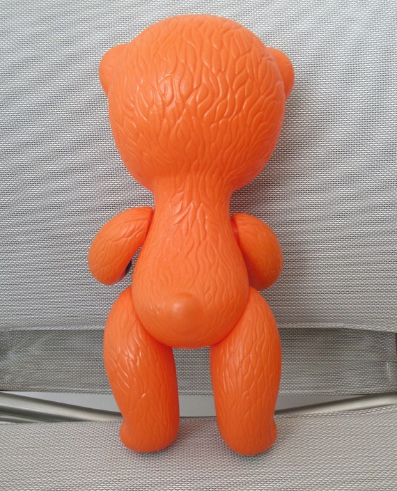 DDR Bear Plastic Jointed East German Nostalgia Toy Wobbly Eyes
