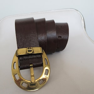 Vintage Etienne Aigner Leather Belt: Maroon with Gold Logo Buckle