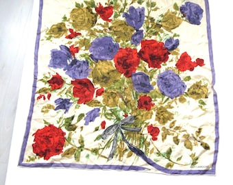 1980s Guy Laroche Silk Scarf, French Floral Couture (Repair/Damage)