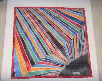 Foulard Vintage En Soie 100% - Marque Lehner Suisse - Marron & Beige - Fait Main