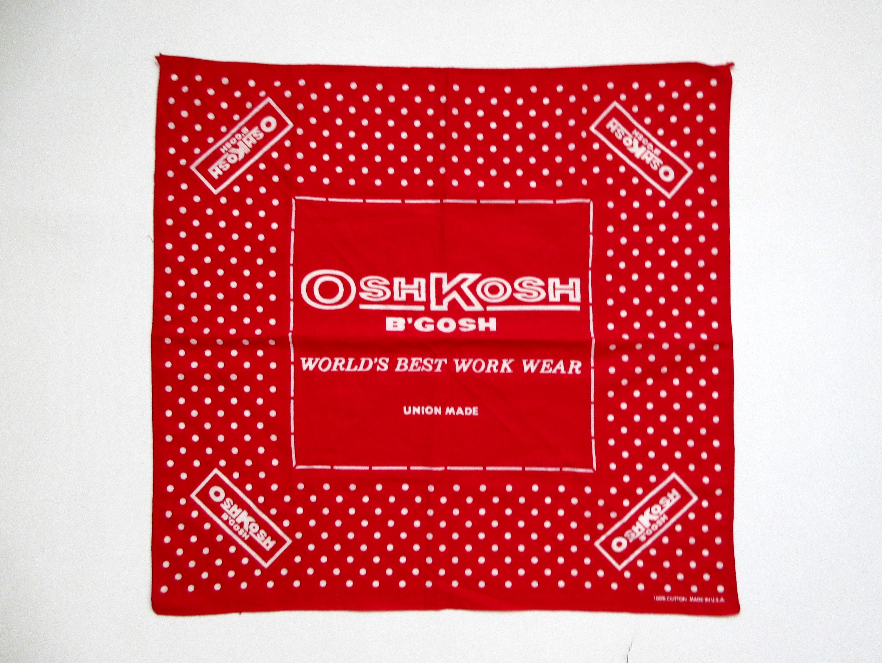 Vintage Oshkosh B'gosh Cotton Bandana Work Wear Handkerchief Red