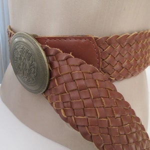 Y2K Vintage NOA NOA Belt, Wide Braided Leather Belt Tan Color Brown Size Medium /M/