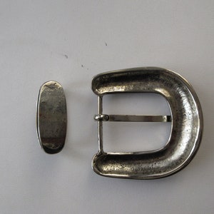 Vintage BERGE Silvery Buckle & Keeper, Jeweled Belt Buckle, Curved Convex Shape image 10