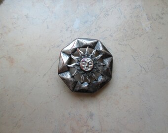 80s DAM Buckle Sun Face Octagon Shape French Vintage Symbolism Rebirth