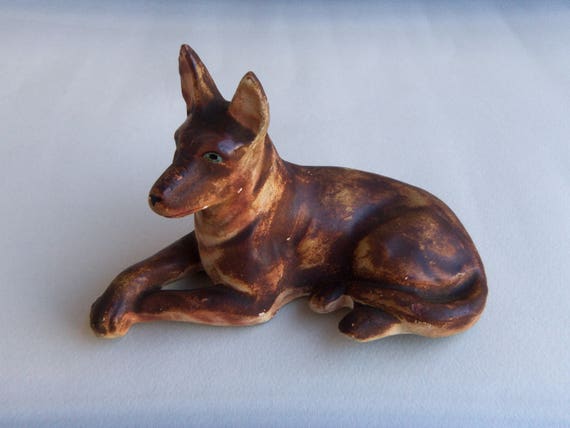 Stary Austro Węgierski Gipsu Leżącego Doberman Rysunek Psa Gipsu Na Początku Ubiegłego Wieku