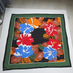 1970s. GUY LAROCHE PARIS Silk Fkoral Pattern Scarf, with flaw