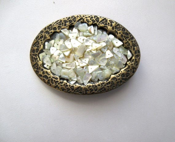 Antique mother of pearl and brass belt buckle Men main image 4