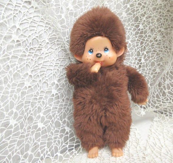 Vintage 1980s Monchhichi Tobby Doll: Large Collectible Size