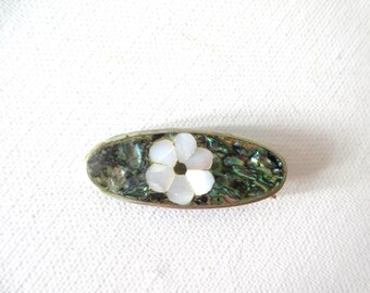 Mexican Blue Dyed Mother of Pearl Shell Alpaca Silver Tone  display picture 3