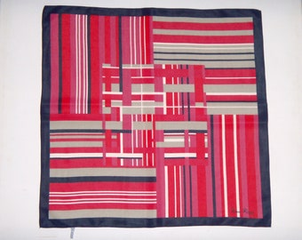 WOW ! des années 70 Nina Ricci Paris foulard en soie vive couleurs géométrique motif poussin de luxe Français authentique