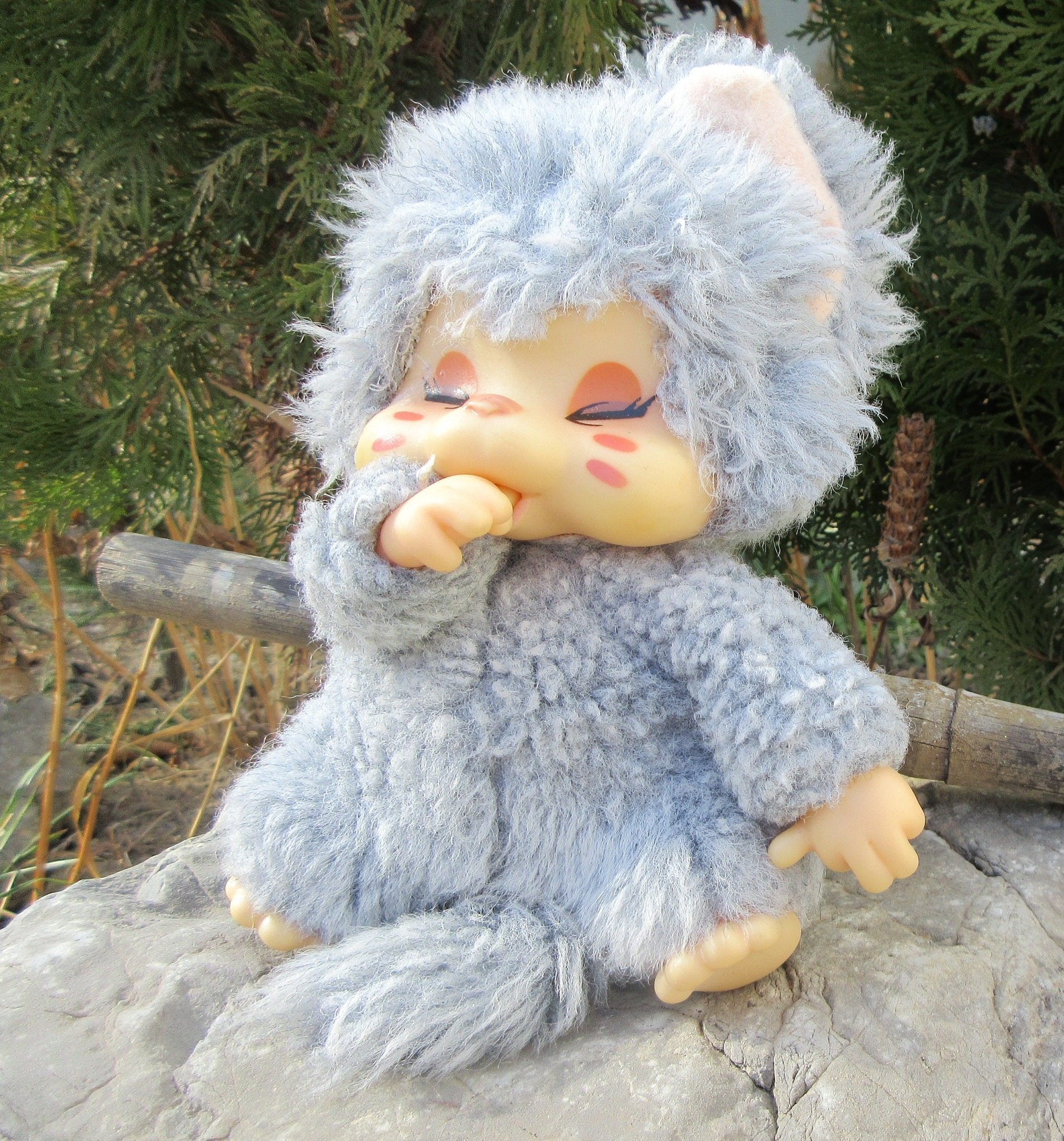 Washinovintage 1979s NYAMY Washino Grey Drowsy Kitten Cat Washinovintage 1979s NYAMY Washino Grey Drowsy Kitten Cat