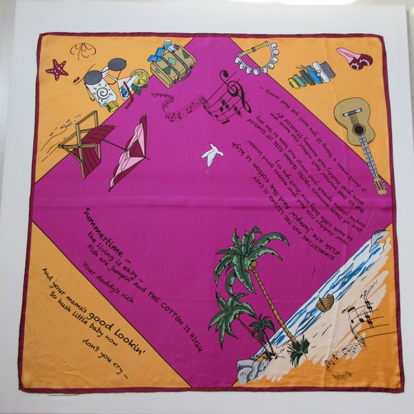 SUMMERTIME Silk Scarf, Fun Beach Foulard, Summer Life Style Accessory