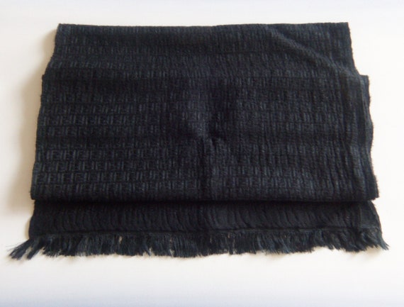 FENDI Zucca Scarf Wool & Silk Long Muffler Logo FF