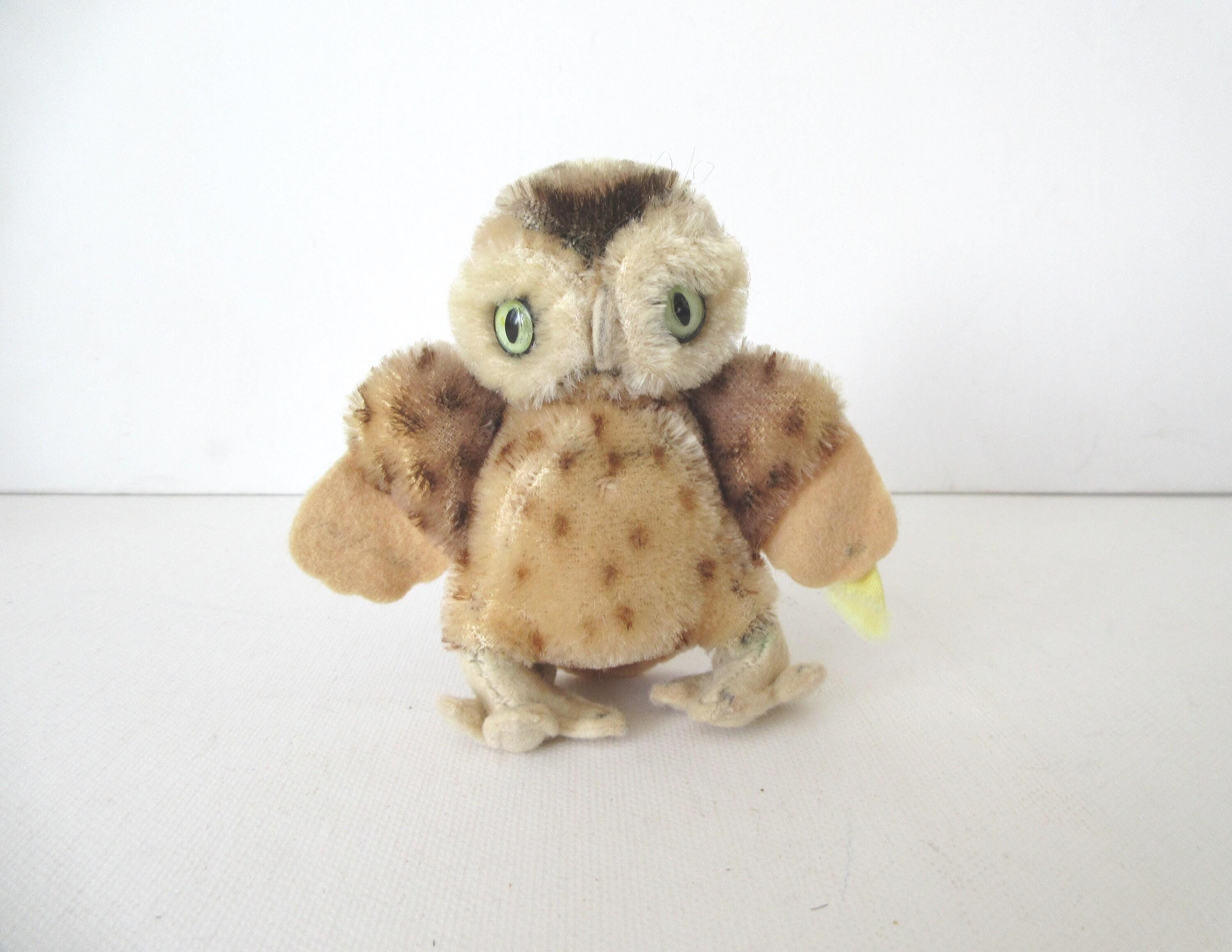 Vintage STEIFF WITTIE Mohair Owl Toy: West German Collectible (10 cm)