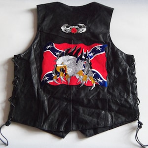 Silver Biker Leather Rocker Vest Rider Unisex Bikers Moto Cafe Life Style, Size Medium /M/