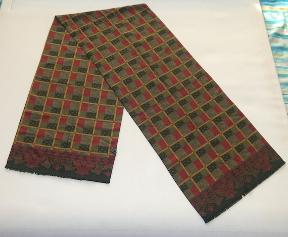 70s ERRE Silk Long Scarf Stole Paisley Pattern Bonvivant  Accessory Made in Italy