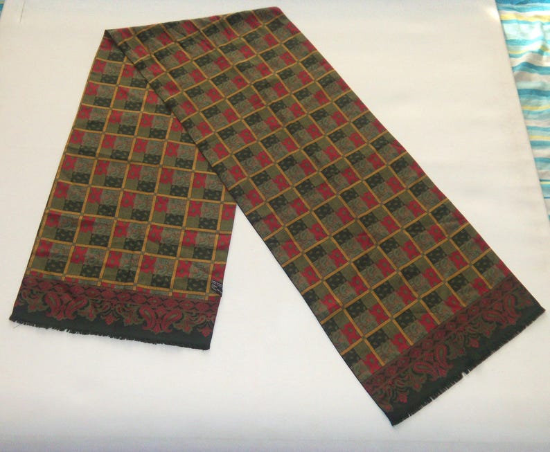 70s ERRE Silk Long Scarf Stole Paisley Pattern Bonvivant Accessory Made in Italy image 2