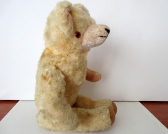 Vintage Wool Bear Firmly Stuffed, Jointed Palms, Vintage 1960s.