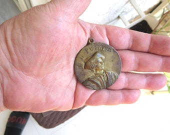 Vintage italienische Bronze Medaille, IL PUTTANO signiert, 50 mm
