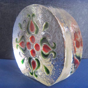 WALTHER Glass Vase Solifleur, POP ART German Decor, Bud Flower Accent in Red & Green, Mid Century