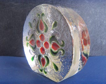 Walther Glass Solifleur Vase: German Pop Art Red & Green Decor