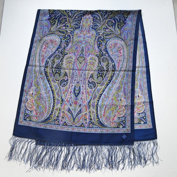 Pavlovo Posad Wolle langer Schal, Blumen- & Paisley-Muster, authentische Pavlovski Posad russische Stola Schal Babuschka, 160 x 50 cm. mit Fransen