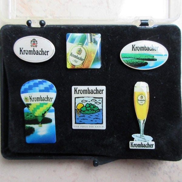 KROMBACHER Pins Set de 6 Collection German Beer Pin Lapel Advertising Badges Full Complect vintage Edition