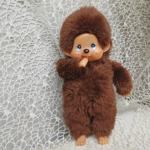 Poupée singe Monchhichi vintage des années 1980 : grande édition de collection, 26 cm