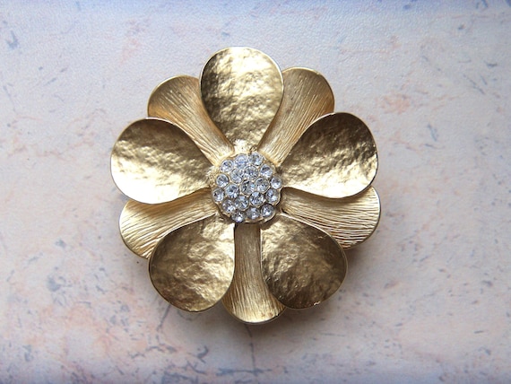 Spilla Floreale Art Déco Oro Rosa – Fiore Con Zirconi E Perla, Regalo Per Donna In Scatola Gioielli