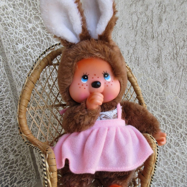 WOW! 80er Jahre HEUNEC Monchichi Kaninchen Monchhichi Häschen Daumen lutschen & gebogener Zeh Exclusive Edition Vintage seltenes Affe Spielzeug