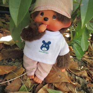 Vintage 1990s Monchhichi Boy Doll: Sekiguchi Collectible Monkey, Pacifier
