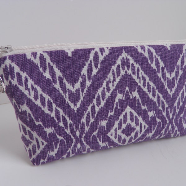 Essential oil zipper pouch, purple Ikat, young living, oil organizer, oil travel bag