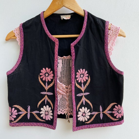 Indian cotton folk embroidered waist coat.