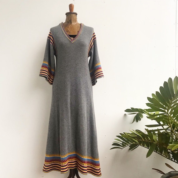 Vintage 1970s south western knit sweater dress