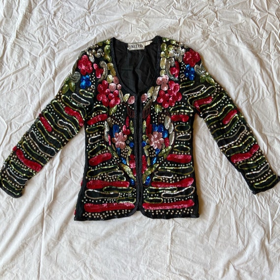 1980s silk beaded sequins jacket