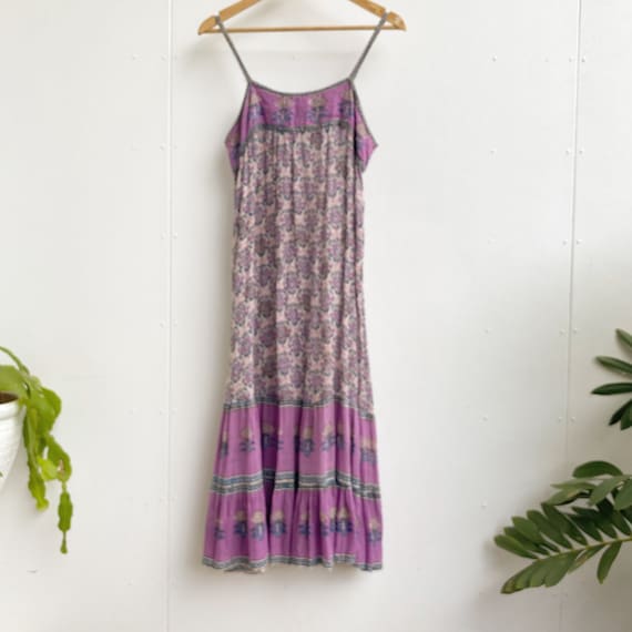 1970s Indian cotton gauze hand block sun dress.