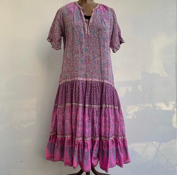 1970s Indian cotton block print dress