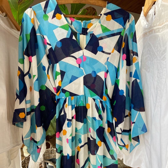 Japanese cotton voile kimono style 70s dress Gem