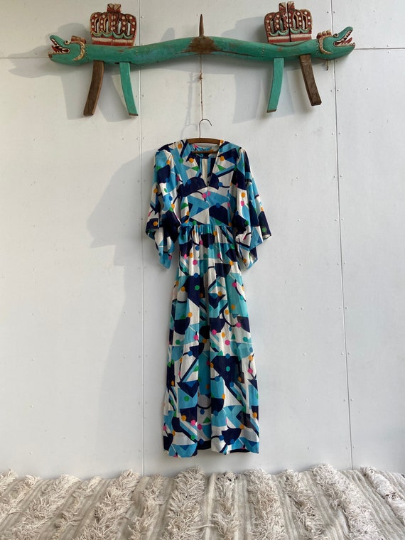 Japanese cotton voile kimono style 70s dress Gem