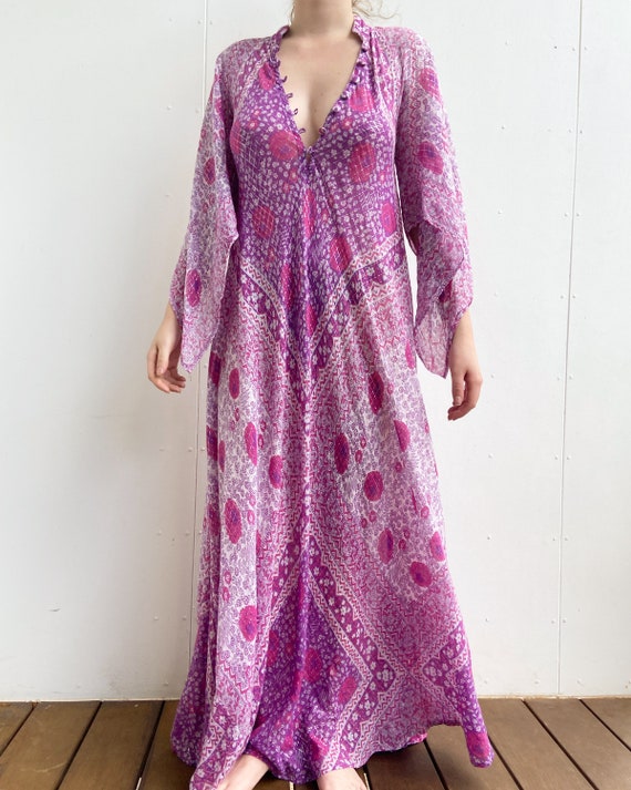 vintage 1970s Adini sultana block print indian ga