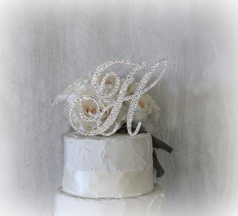 Crystal Monogram Wedding Cake Toppers Initial Cake Etsy