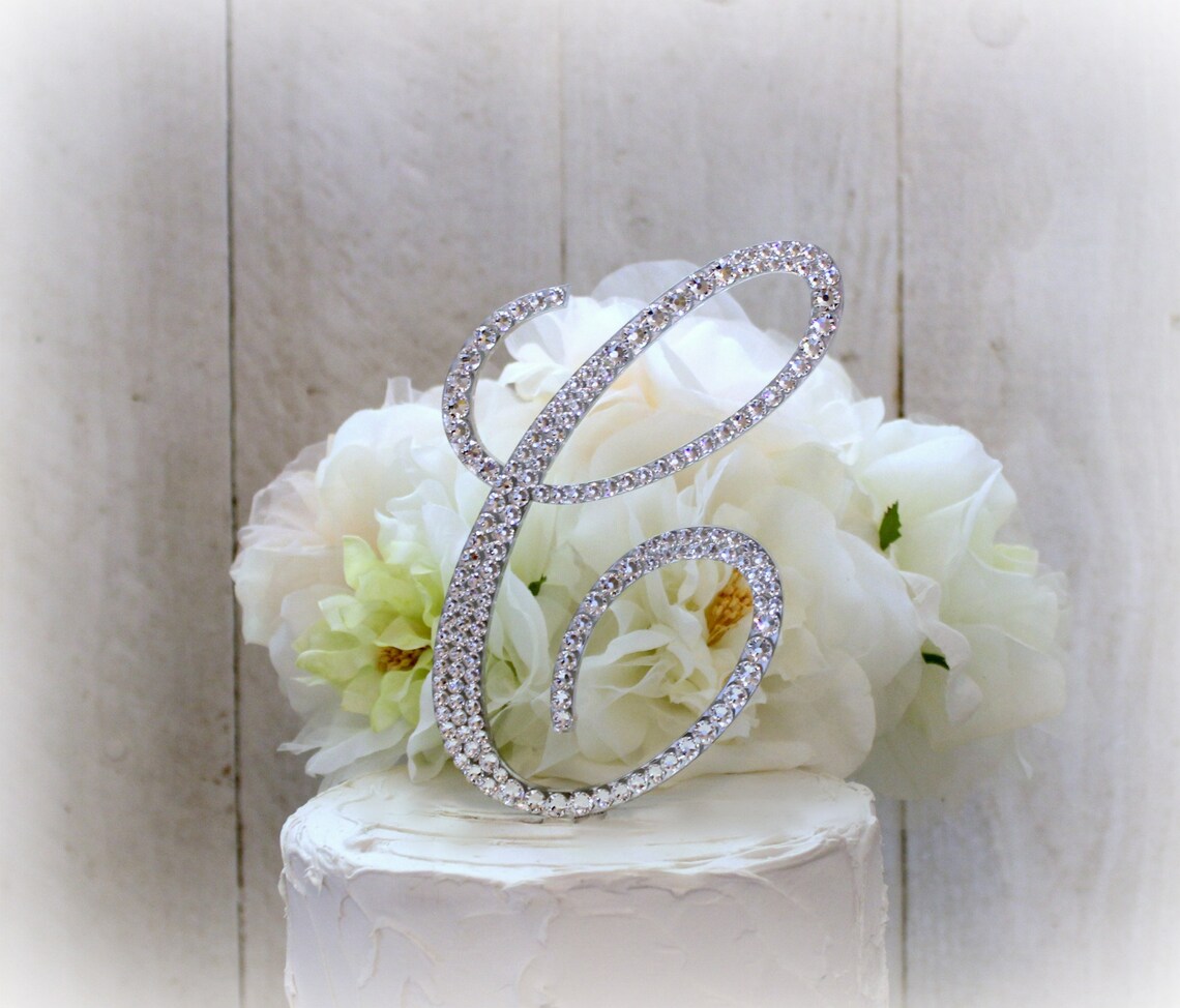 Crystal Monogram Wedding Cake Toppers Initial Letter Cake - Etsy