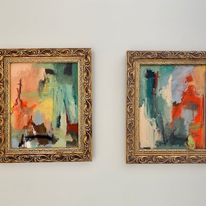 Original Art, Sun Abstract Painting, Collectible, Housewarming Gift, Framed Art, Home Decor, Unique Art, Colorful Artwork
