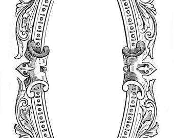 Vintage ink plate french filigree frame baroque and very ornamented super fancy and frankly beautiful