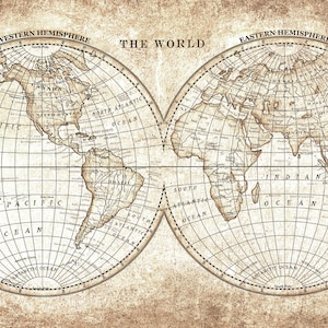 Mapa del Viejo Mundo vintage pintado a mano para la impresión y clip art